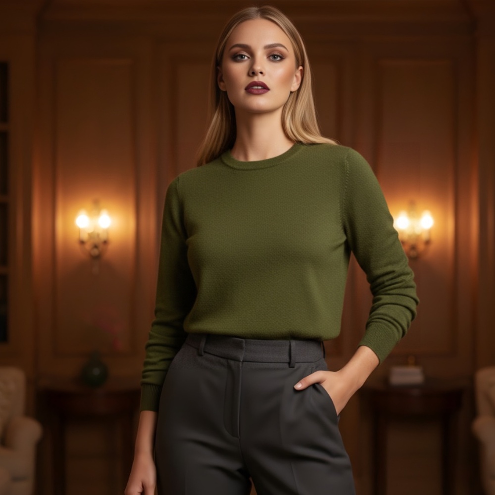 J. Crew Classic Green Crew Neck Sweater | Soft Knit Timeless Pullover | S